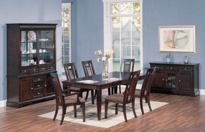 Deco Cherry Finish Contemporary Dining Room w/Framed Table Top