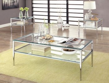 Tanika 3Pc Coffee & End Table Set CM4162CRM in Chrome [FACT-CM4162CRM-Tanika]