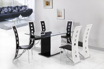 D1021DT Dining Set 7Pc w/803DC Black & White Chairs by Global [GFDS-D1021DT-D803DC-BL/WH 6PC]