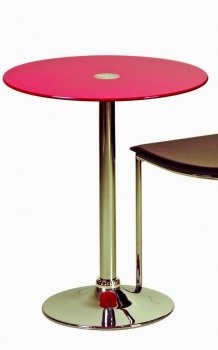 Red Glass Top Modern Bar Table w/Metal Base [GRBA-GT-11]