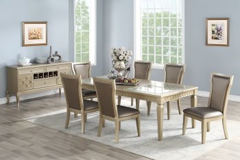 F2477 7Pc Dining Set in Champagne by Poundex w/Options [PXDS-F2477-F1777]