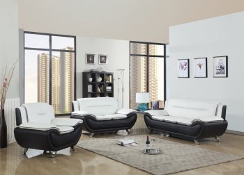 1071 Sofa in White & Black Faux Leather w/Options [EGS-1071]