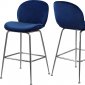 Paris Counter Stool 788 Set of 2 Navy Velvet Fabric by Meridian