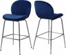 Paris Counter Stool 788 Set of 2 Navy Velvet Fabric by Meridian