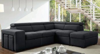 Athene Sectional Sofa CM6603 in Graphite Nubuck Fabric [FASS-CM6603-Athene]