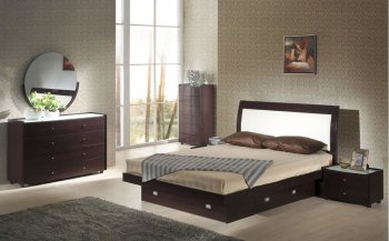 Wenge Finish Stylish Bedroom with Bottom Drawer Bed [EFBS-Jazz Wenge]