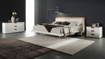 Libriamo Bed in White/Brown w/LED Lights by Rossetto w/Options [Rossetto-Libriamo-White-Brown]