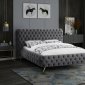 Delano Bed in Grey Velvet Fabric by Meridian w/Options