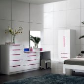 B27A Bedroom in White & Pink High Gloss by Pantek w/Options