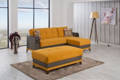 Almira Riva Orange Sectional Sofa in Fabric by Casamode