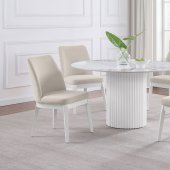 Acadia Dining Set 5Pc 105580 White by Coaster w/Beige Chairs