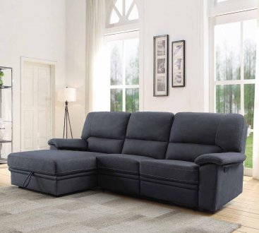 Trifora Motion Sectional Sofa 51605 in Dark Gray Fabric by Acme