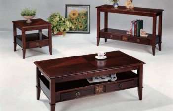 Cherry Finish Modern Coffee Table w/Drawers & Options [ABCCT-4248]