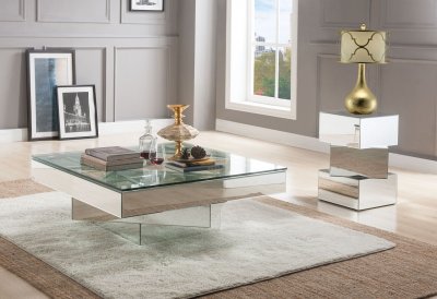 Meria Coffee Table 80270 in Mirror by Acme w/Options