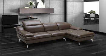 Flair Sectional Sofa by Beverly Hills in Brown Leather [BHSS-Flair]