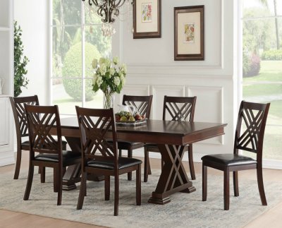 Katrien Dining Room Set 7Pc 71855 in Espresso & Black by Acme