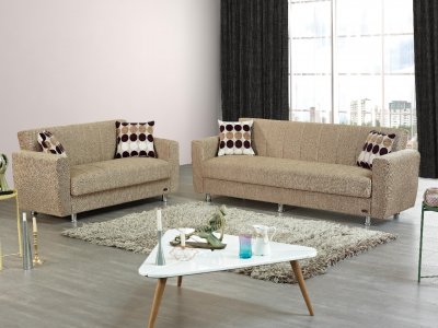 Astoria Sofa Bed & Loveseat Bed Set in Beige by Empire w/Options