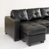 Black Bonded Leather Stylish Sectional w/Tufted Accents