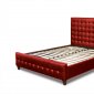 Red Bonded Leather Zen Modern Bed w/Oversized Heardboard