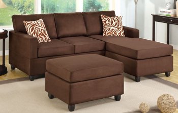 F7661 Chocolate Microfiber Sectional Sofa by Boss w/Ottoman [PXSS-F7661]