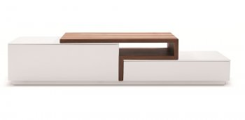 TV045 TV Stand in White Lacquer/Walnut by J&M Furniture [JMTV-TV045 White Walnut]