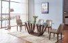 1330 Dining Table 5Pc Set in Walnut by ESF w/Glass Top & Option