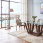 1330 Dining Table 5Pc Set in Walnut by ESF w/Glass Top & Option