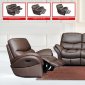 Chocolate Brown Leatherette Modern Living Room with Recliners