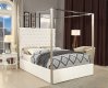 Porter Upholstered Bed in White Velvet Fabric by Meridian