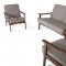 Ridge Loveseat & 2 Chairs Set Sesame Linen Fabric & Walnut - VIG