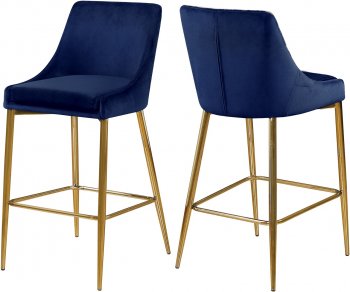 Karina Counter Stool 789 Set of 2 Navy Velvet Fabric - Meridian [MRDC-789 Karina Navy]