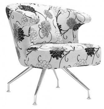 Black & White Floral Cotton Microfiber Modern Leisure Chair [ZMC-Samson]