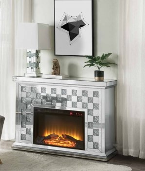 Noralie Electric Fireplace 90872 in Mirrored by Acme [AMFP-90872 Noralie]