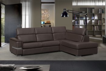 Limo Sectional Sofa in Brown Full Leather by ESF w/Sleeper [EFSS-Limo]