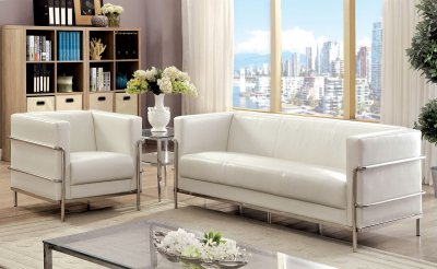 Leifur Sofa CM6791WH in White Leatherette w/Options