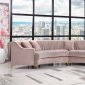 Jackson Sectional Sofa 673 in Pink Velvet Fabric by Meridian