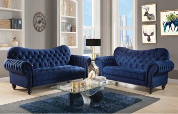 Iberis Sofa & Loveseat Set 53405 in Navy Blue Velvet by Acme [AMS-53405-Iberis Navy Velvet]