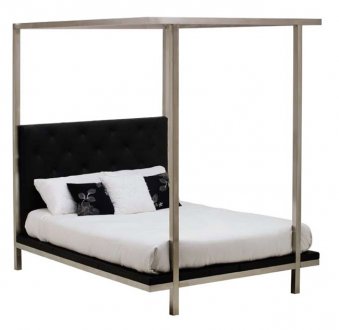 Black or White Nauga Modern Platform Canopy Bed w/Steel Frame