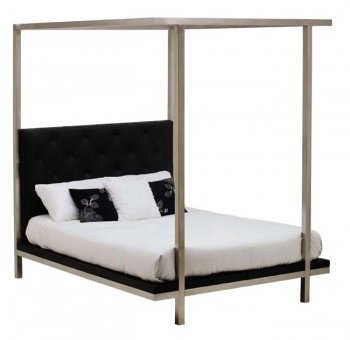 Black or White Nauga Modern Platform Canopy Bed w/Steel Frame [NVBS-Tamara]