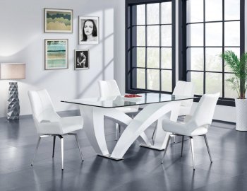 D9913DT Dining Table White by Global w/Optional White Chairs [GFDS-D9913DT-D4878DC-WH]