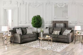 Coralie Sofa SM2012 in Charcoal Microfiber w/Options [FAS-SM2012-Coralie]