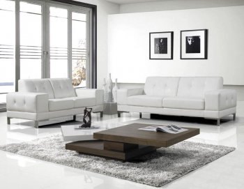 White Leatherette Contemporary Sofa w/Metal Legs & Options [GRS-MB-1071-White]