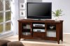 Walnut Finish Modern TV Stand w/Two Glass Doors