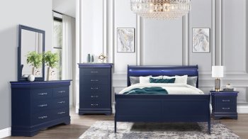 Charlie Bedroom Set 5Pc in Blue by Global w/Options [GFBS-Charlie Blue]