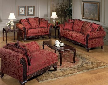 7650 Sofa in Red Fabric w/Optional Items [EGS-7650]