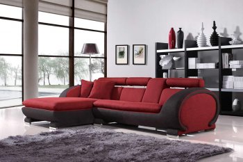 Red Fabric Two-Tone Modern Sectional Sofa w/Cup Holders [VGSS-1088B]