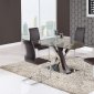 D4100 Dining 5Pc Set Glass Top by Global w/D991DC Brown Chairs