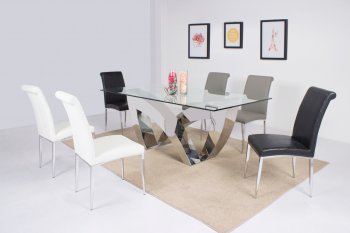 Alexis Dining Table 5Pc Set Clear Glass Top by Chintaly [CYDS-Alexis]