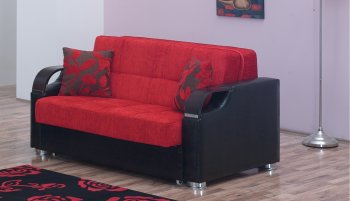 Caprio Loveseat Bed in Red Fabric w/Optional Chair Bed [RNLB-Caprio Red]