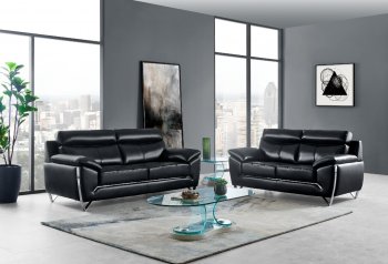 U8360 Sofa in Black Leather Gel by Global w/Options [GFS-U8360 Black]